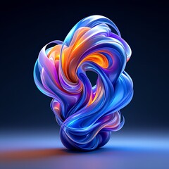 Abstract Colorful Swirls in a Dynamic Composition Radiating Energy and Futuristic Appeal on Dark Background, a Captivating 3D Rendered Artwork