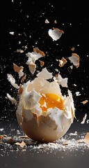 Exploded egg with yolk