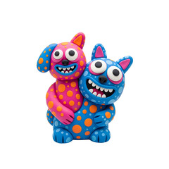 Playful Clay Dog And Cat Figurines