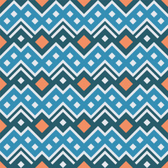 Flat Design Geometric Zigzag and Diamond Seamless Decorative Textile Pattern