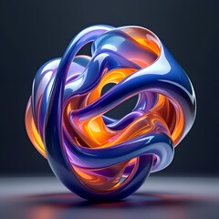 Luminous Abstract Sculpture Dynamic Interplay of Form and Color Artful Fusion of Warm and Cool Tones