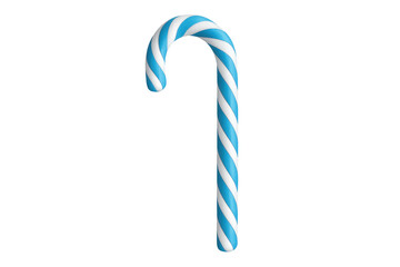 Blue and white striped candy cane for christmas holiday