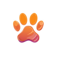 Stylized paw print illustration with gradient colors and outlined details on a white background