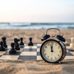 Chess game on beach with time limit.