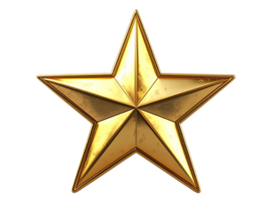 Golden star, 3D rendered, metallic sheen