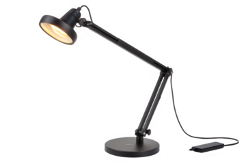 Black Colour Table Lamp Isolated on Transparent ackground 