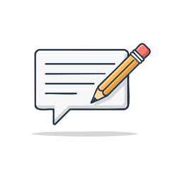 Pencil Writing on a Chat Bubble Icon Representing Communication and Feedback