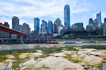 August 21, 2022, Chongqing, China: Due to high temperatures and drought, the water level of the...