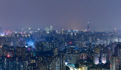 Fototapeta premium Night view of Chongqing city seen from Nanshan Night View Park