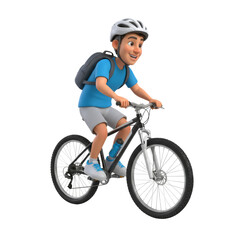 Naklejka premium Enthusiastic cartoon cyclist navigating a smooth ride on an isolated backdrop