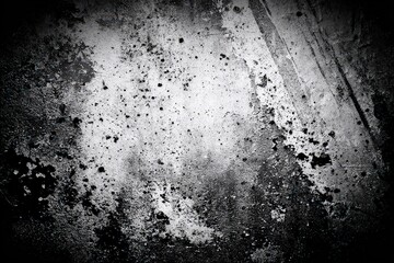 Abstract Grunge Texture With Gray And White Splashes On Black Background