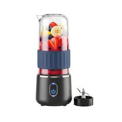 Portable Electric Blender With Blue Accents