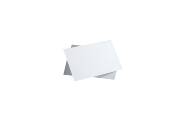 Two blank white cards, slightly angled, folded in half, creating a small booklet or notecard
