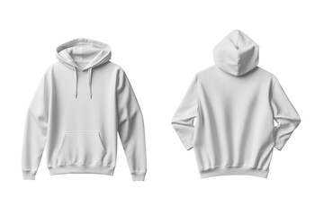 Blank white hoodie, front and back views (2)