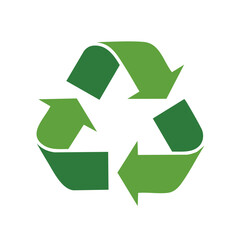 Fototapeta premium Green and white vector illustration of the recycling symbol, arrows in motion.
