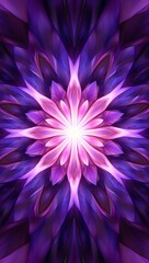 Obraz premium Abstract purple flower with light in the middle creating a symmetrical and floral pattern design