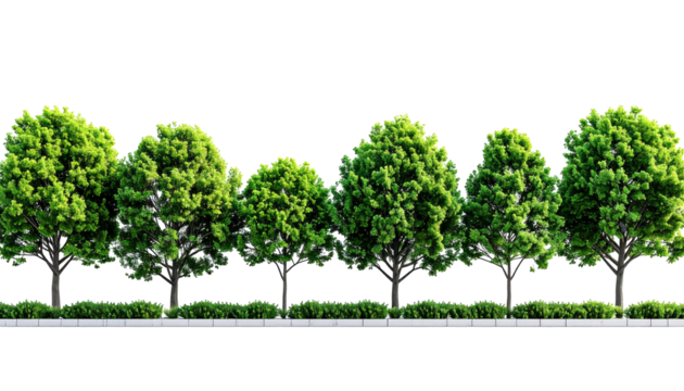 Row of lush green trees