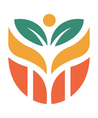Modern Organic Wellness Logo with Leaf and Growth Symbol
