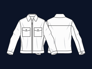 fashion technical drawing apparel template jacket mock up illustration textile clothing denim fabric