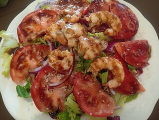 warm tomato and shrimp salad