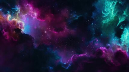 Space wallpaper with colorful nebula and stars, suitable for educational materials, media, and mystical compositions