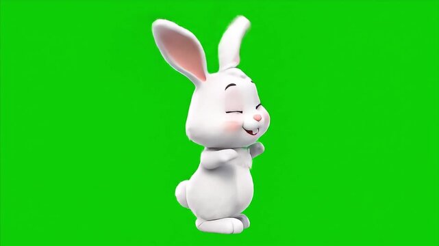 Joyful cartoon bunny celebrating with closed eyes and a happy smile