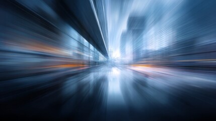 A vivid depiction of a modern metropolis in motion, the abstract cityscape blur emphasizes speed, energy, and urban dynamism, conveying the vibrant atmosphere and constant evolution characteristic of