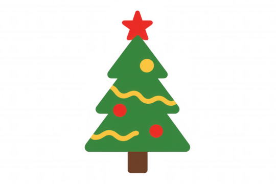Christmas tree with red star and ornaments, celebrating winter holiday spirit and festive season, transparent background