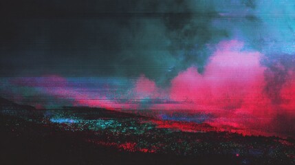 digital sunset landscape glitch art