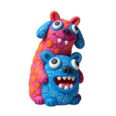 Two Colorful Cartoon Dogs Stacked