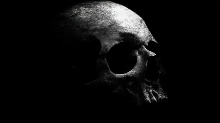 Skull profile dark background