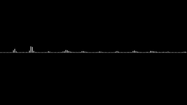 White audio waveform spectrum animation. Alpha channel, spectrum audio animation, Wave form Audio Isolated on transparent background. Audio spectrum wave effect, waveform beats, music app display. 4k