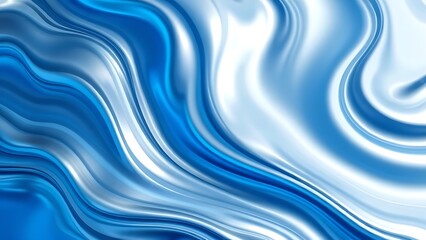 Abstract tech background with flowing liquid metal texture in blue and silver tones.