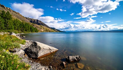 Obraz premium Rocky mountain lake serene