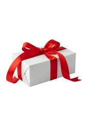 White Gift Box With Red Ribbon