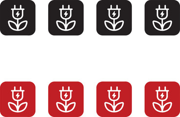 eco, energy, power, plug, flower, leaf, nature, green, renewable, electricity, sustainable, icon, symbol, technology, environment, conservation, clean, earth, organic, graphic, design, set, collection