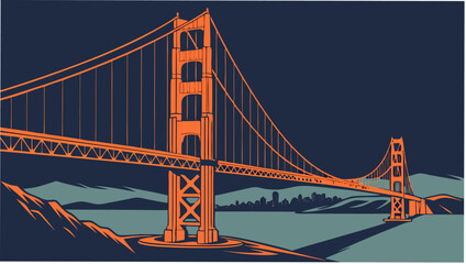 Iconic Golden Gate Bridge vista at dusk, a stunning symbol of engineering and urban beauty, perfect for travel and city branding