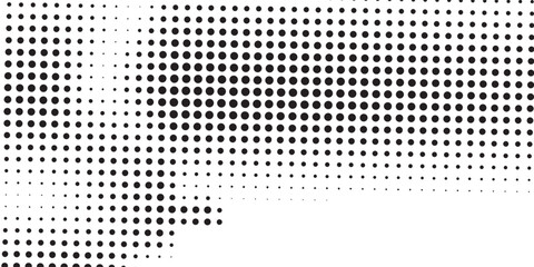 Monochrome gradient halftone dots background. Vector illustration. Abstract small grunge dots on white background