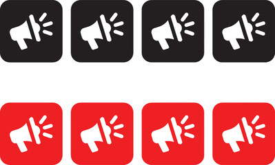 megaphone, bullhorn, speaker, icon, symbol, graphic, design, set, collection, announcement, promotion, alert, news, message, communication, sound, volume, attention, broadcasting, marketing, advertisi