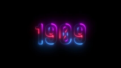 1909 neon line text. Abstract 1909 neon text animation ,For neon color Glowing neon number text background. 1909 title metal text on glowing text animation black background. glow old years animations