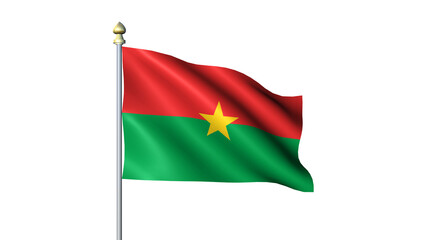 Obraz premium Waving Burkina Faso national flag on flagpole with transparent background