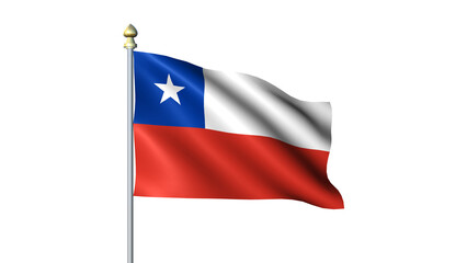 Fototapeta premium Waving Chile national flag on flagpole with transparent background