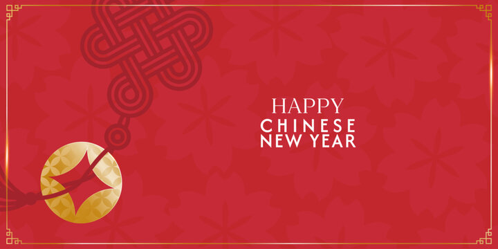chinese new year 2027, year of the horse. vector abstract web banner with tradition symbols, asian knot, chinese flower, red background in modern illustration