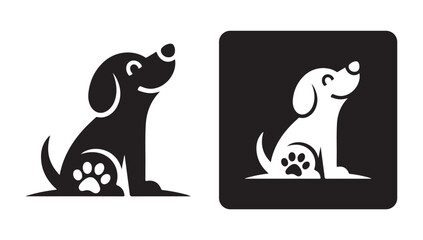 Black color standing dog icon. Illustration silhouette vector eps 10