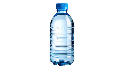 Clear plastic water bottle with blue cap (1) © Reza