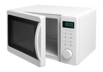 Fototapeta premium White microwave oven on white background.