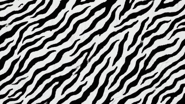 Zebra Stripes Seamless Pattern - A repeating pattern of black and white zebra stripes, ideal for fabric, wallpaper, or textile design. The wavy lines create a dynamic and trendy aesthetic.