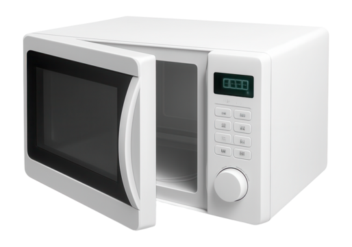 White microwave oven on white background.