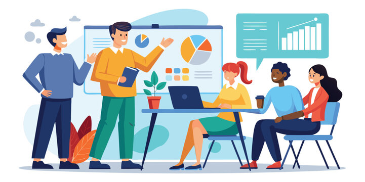 Business training session with presentation board illustration