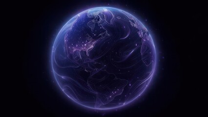 A glowing, abstract Earth, detailed continents and subtle lights